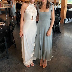 Show Me Your Mumu Claire Midi Dress Silver Sage Crisp
